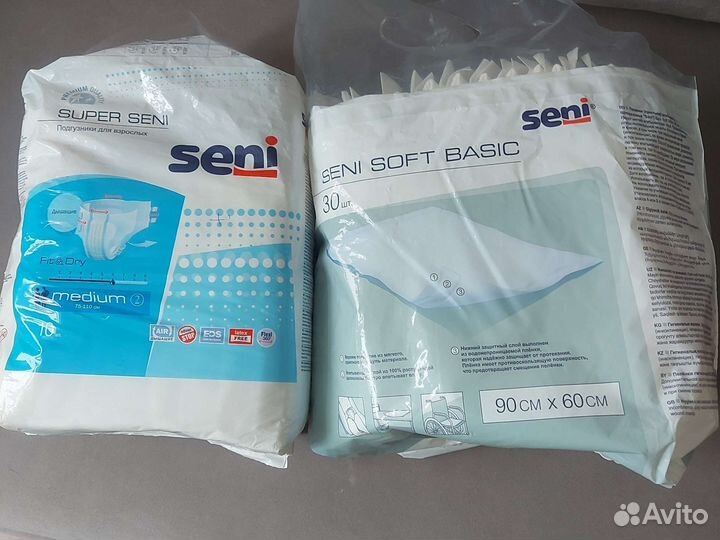 Памперсы для взрослых, пеленки одноразовые, seni