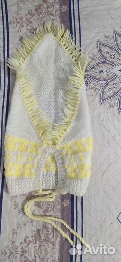 Шапка- косынуа вязаная на девочку6-12 мес