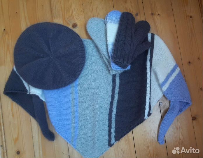 Вязаные шапки варежки пуховые платок шаль бактус