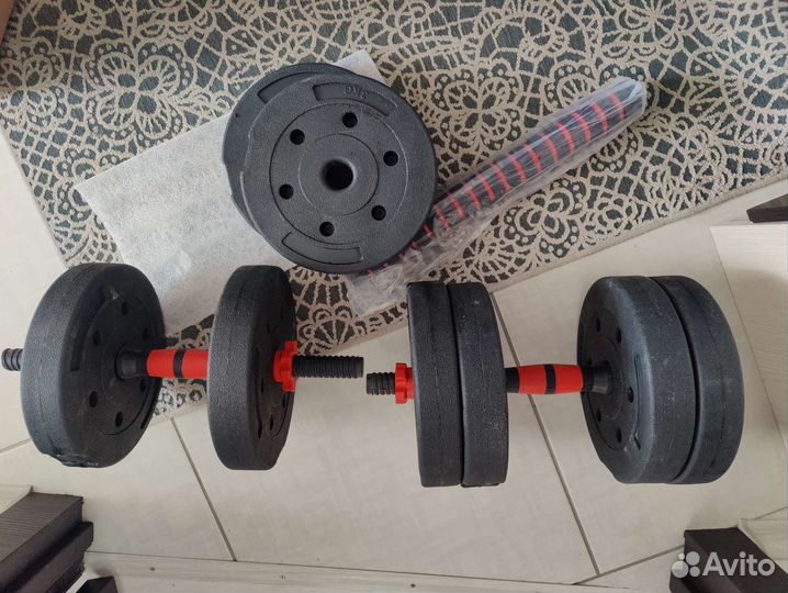Гантели 25 кг новые(2 шт по 12 кг+гриф для штанги)