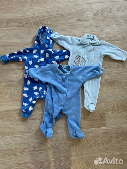 Теплые слипы-комбинезоны 68 74