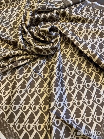 Шелковый платок бандана Dior коричневый