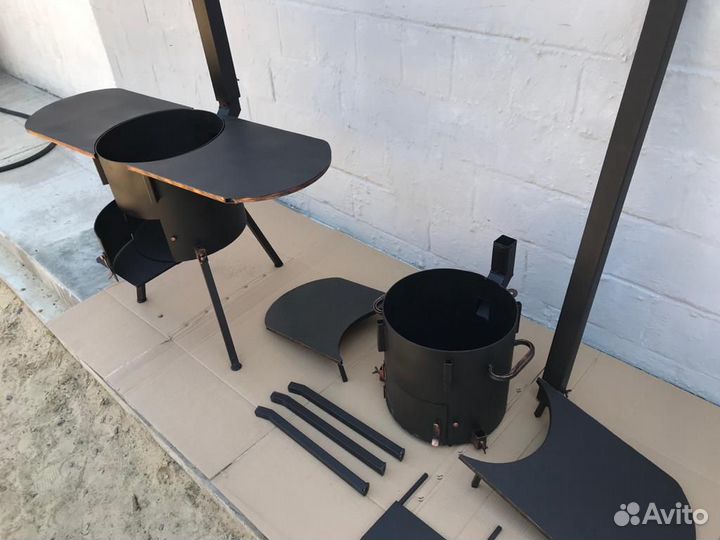 Учаг, печь из 2 и 3мм с полками, трубой и дверцой