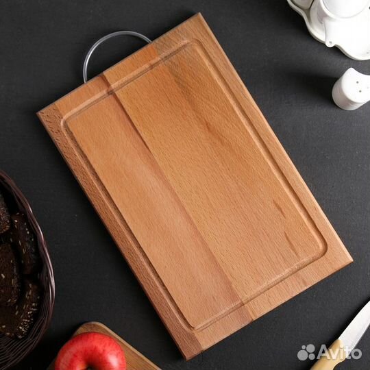 Доскa рaзделочнaя с кaнaвкой Премиум, метaллическa