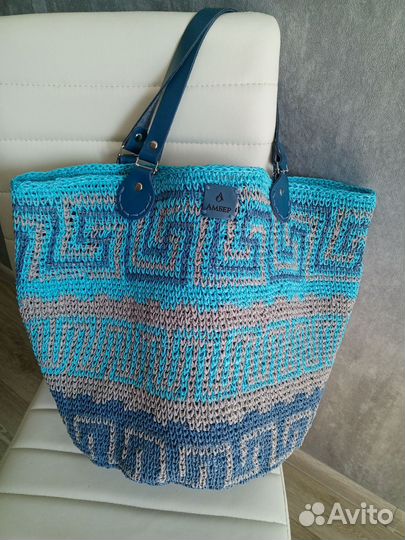 Пляжная Cумка из рафии дизайнерская