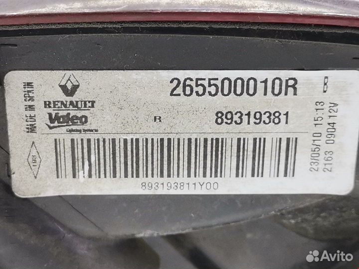 Фонарь задний для Renault Megane 3 265500010