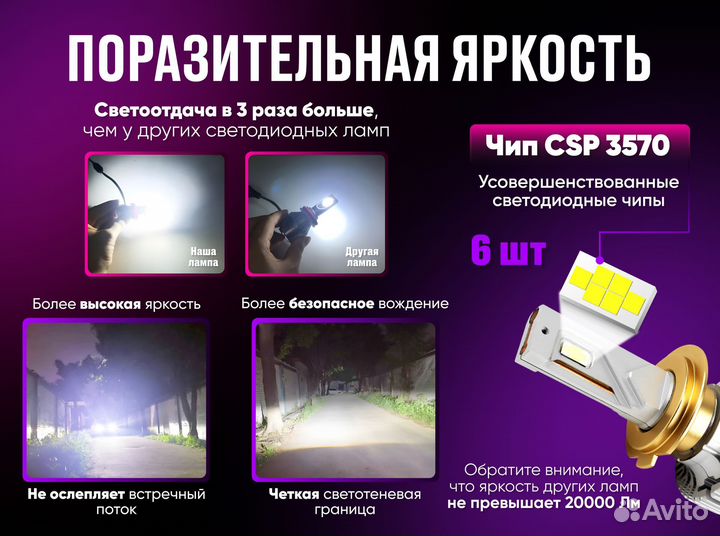 Светодиодные LED лампы, H11, 300W, 50000 Lm, 6000K