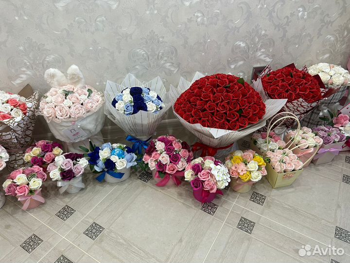 Букеты из мыльных роз, цветы