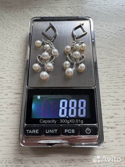 Золотые серьги 585 с бриллиантами и жемчугом