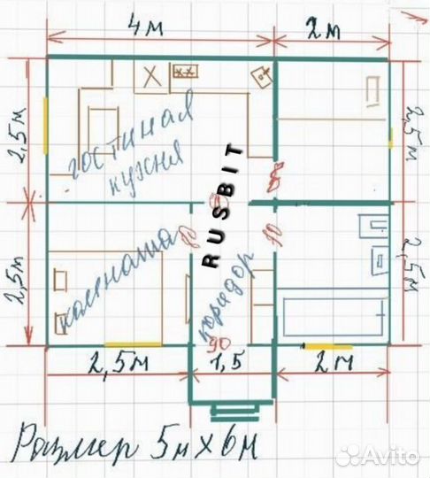 Дачный домик 6х5 (сборка на участке в подарок)