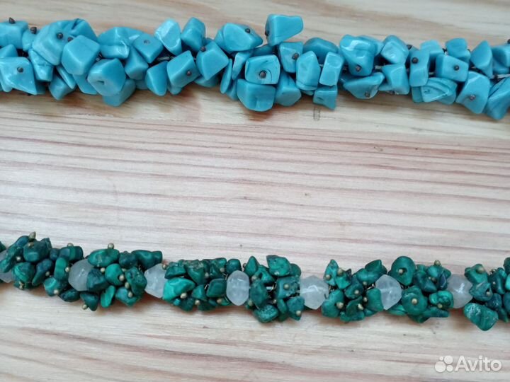 Бусы СССР бирюза и малахит