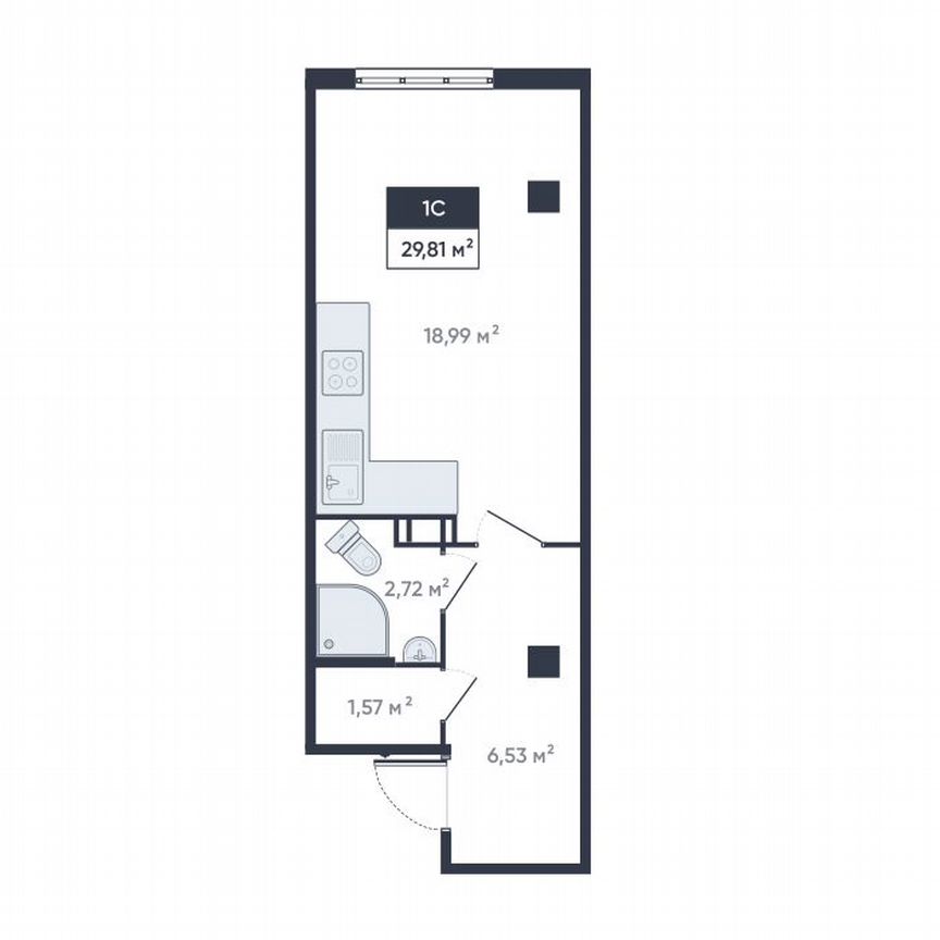 Квартира-студия, 29,3 м², 18/18 эт.