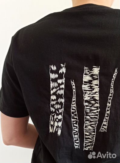 Футболка с ручной вышивкой, ботаника, березы