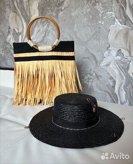 Комплект соломенная шляпа и сумка