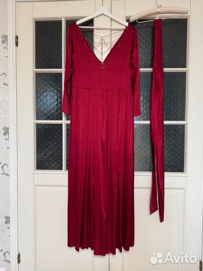 Красное шелковое вечернее платье 48 50 52