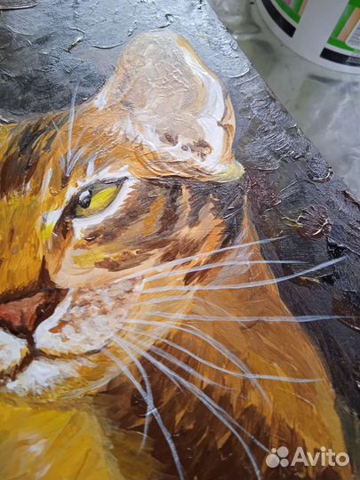 Абиссинский кот. Картина акрилом