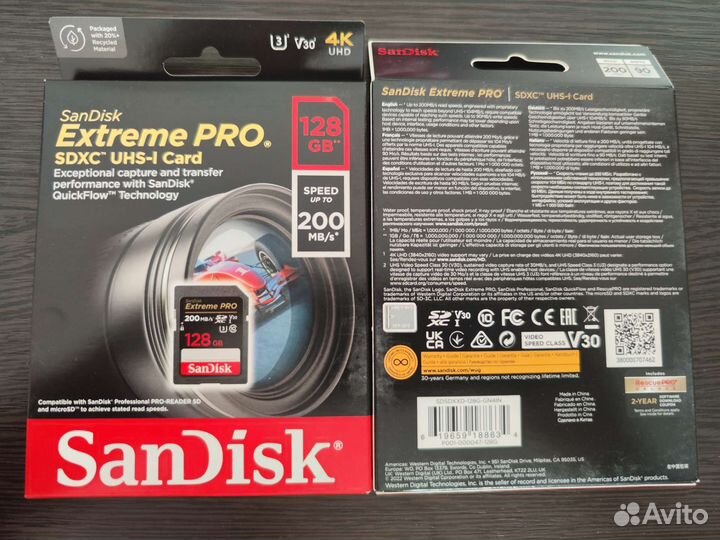 Карта памяти sdxc 128Gb Sandisk Extreme Pro флешка