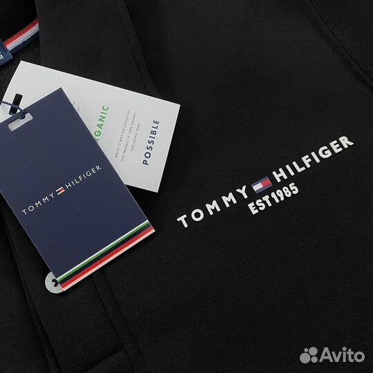 Tommy hilfiger свитшот на пуговицах черный (флис)