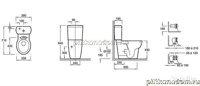 Jacob Delafon Ove 19967W-00 унитаз под бачок