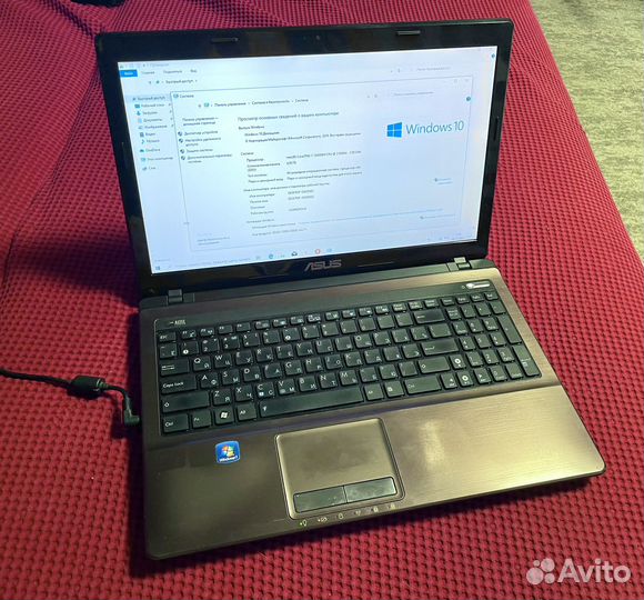 Ноутбук asus A53S i7 с лицензионной Windows 10