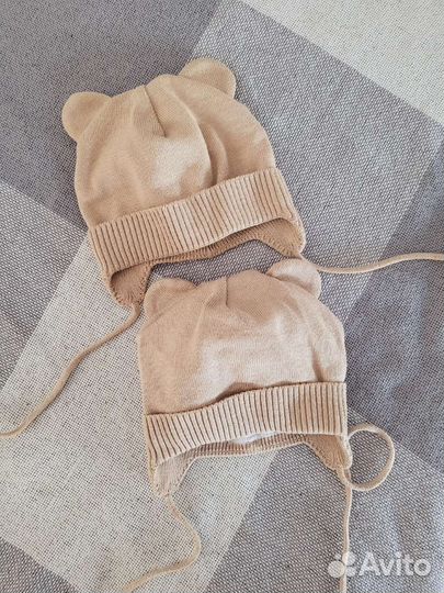 Комплект шапочка + тапочки бежевые