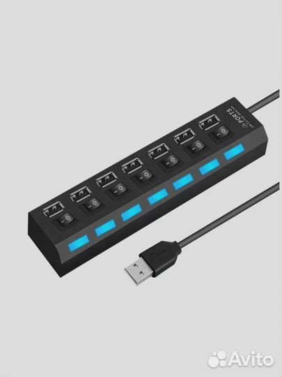 Разветвитель USB, 7 разъемов usb hab