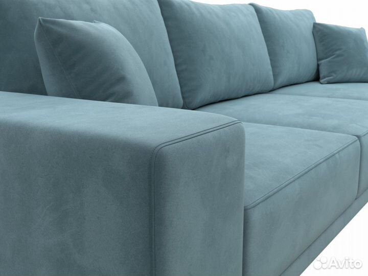 Диван угловой Льюес правый, велюр, бирюзовый