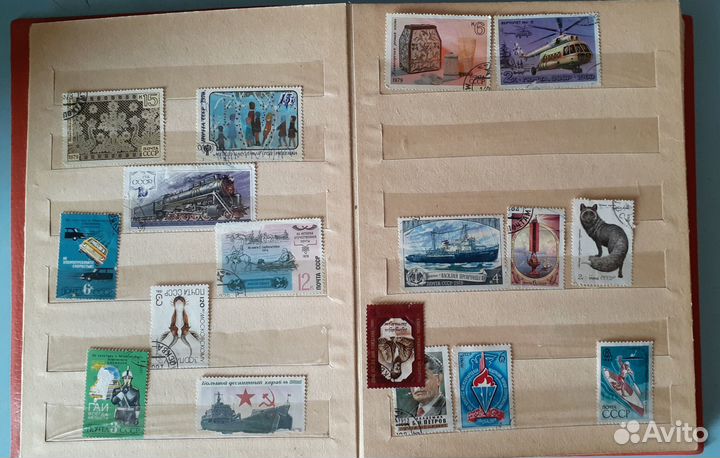 Альбом для марок 12листов.марки 64шт.оригинал СССР