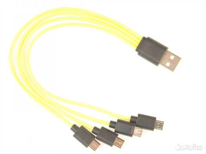 Кабель microusb 25см (USB 4xmicrousb)