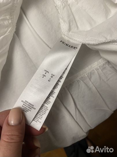 Primark s 42 роскошное белое платье хлопок 100