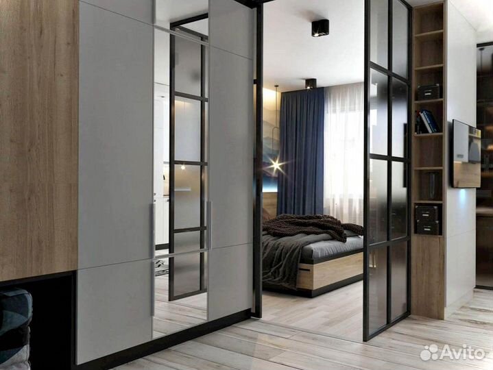 Раздвижная перегородка с матовым стеклом