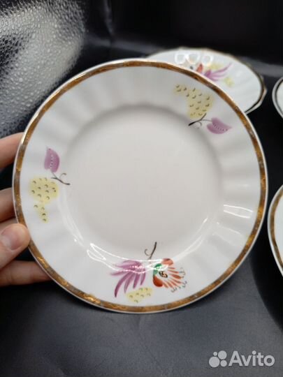 Блюдца Тарелки Пурпурный лист Фарфор Вербилки СССР