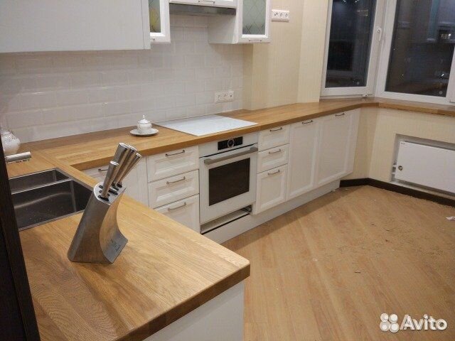 Столешница из массива дуба для кухни Икеа