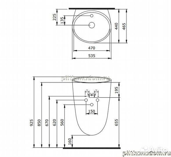 Bocchi Venezia 1083-006-0126 Раковина моноблок 47,5х48,5, серая