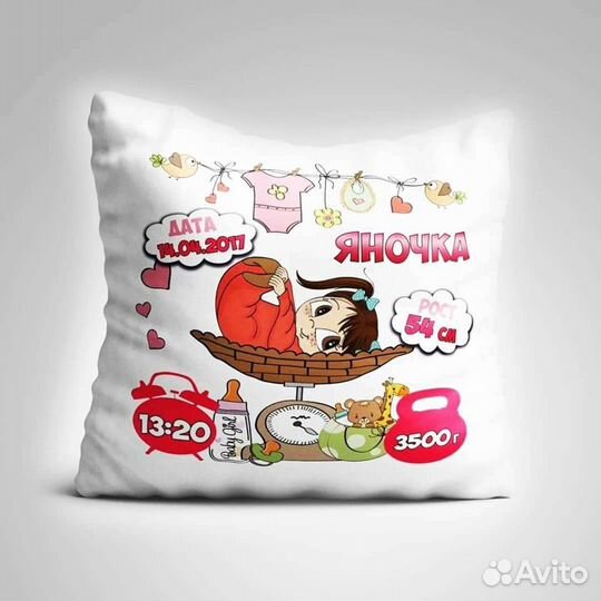 Подарочная подушка с фото/принт на ткани/пайетках