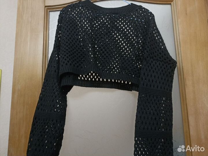 Кроп топ сетка с длинным рукавом