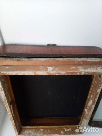 Киот под икону 22,5*27 см шпон стекло 19 век