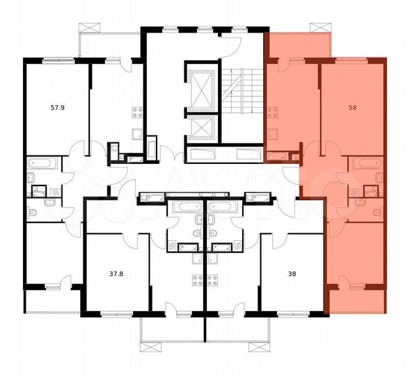 2-к. квартира, 58 м², 17/24 эт.