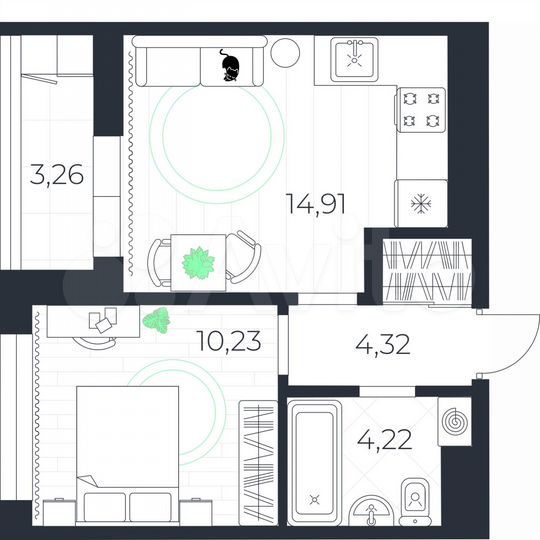 1-к. квартира, 35,9 м², 7/10 эт.