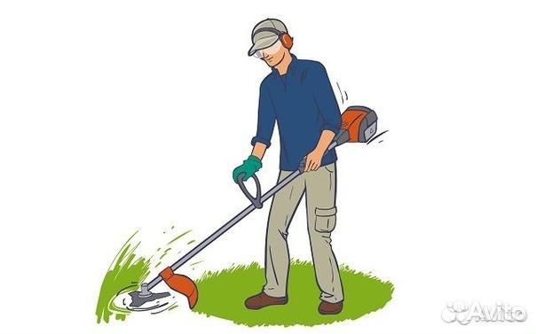 Покос травы триммером
