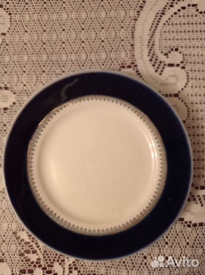 Тарелки кобальтовые с позолоченным рис. лфз и пз