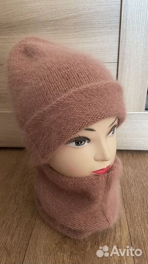 Шапка и снуд из пуха норки весна/осень