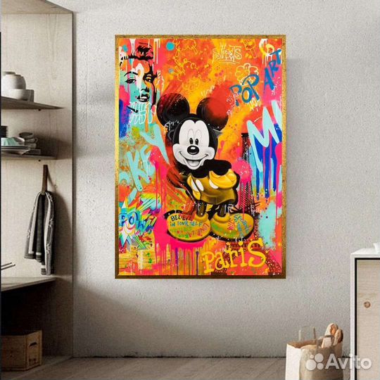 Яркая картина маслом Микки Маус