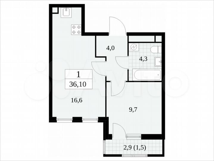 1-к. квартира, 36,1 м², 7/30 эт.