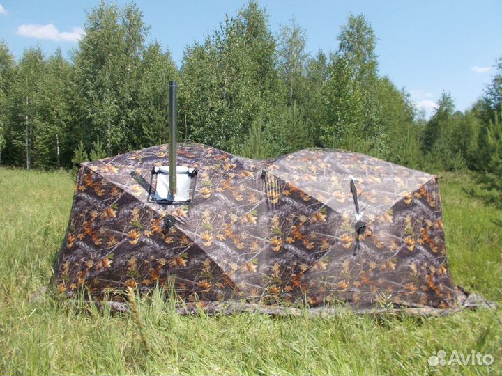 Палатка Куб 2,5 дуплекс 3-сл Охотник Уралзонт