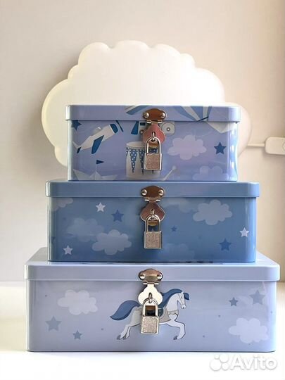 Набор жестяных коробок с замком, 3 шт