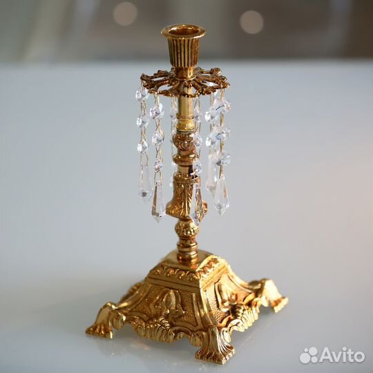 Подсвечник хрустальный СССР металл винтаж ретро