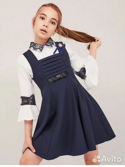 Сарафан школьный для девочки синий