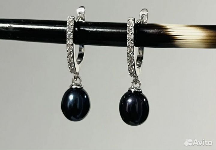 Серьги жемчуг натуральный классика