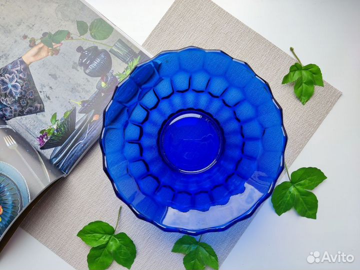 Салатник ваза для фруктов СССР цветное стекло